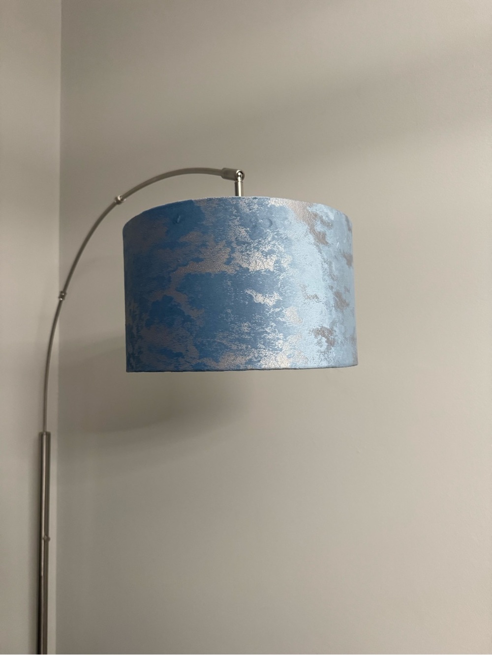Blue and Silver Textured Drum Lampshade